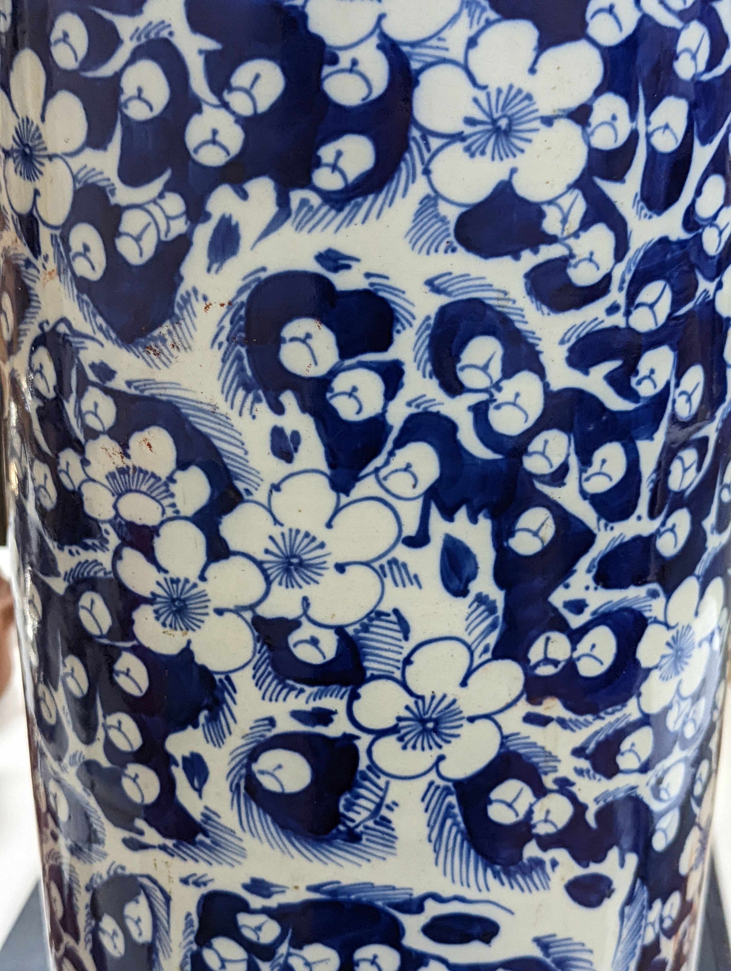 A 19th century Chinese porcelain blue and white stick stand - 62cm high